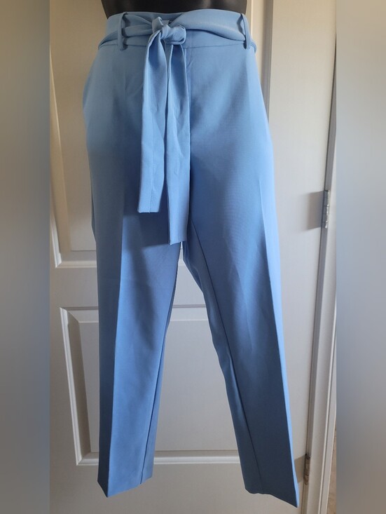Haver & Blair Pants - Straight-Leg Tie-Waist Pants in Light Blue